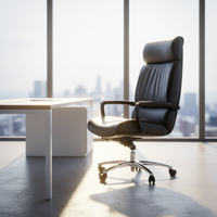 Chaise de bureau ergonomique pivotante en cuir, moderne, grande et haute, pour personnel, cadres, luxe, visiteurs, en PU, avec roulettes
