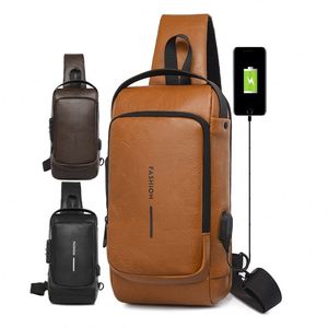 2023กระเป๋าคาดอกหนัง PU กันน้ำกันขโมยพร้อมช่องล็อคยูเอสบี - Product Image 1