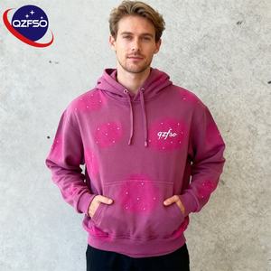 QZFSO Fabricant de vêtements en détresse Sun Faded Sweatshirt 100% coton lourd lavage à l'acide Vintage Streetwear Graphic Hoodie - Product Image 1