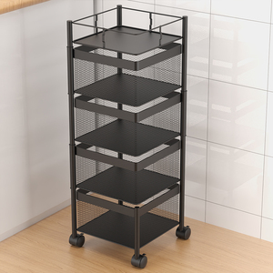 Square Kitchen Storage Storage Basket Metal Mobile Carts Mesh Square Basket Storage Kitchen Trolley For Home Kitchen Bathroom
