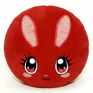 Pelota de peluche de conejo rojo, Juguete de peluche de conejo redondo, Pelota de peluche de conejo, Almohada de peluche con forma de bola, Esfera de peluche de conejo adorable - Product Image 1