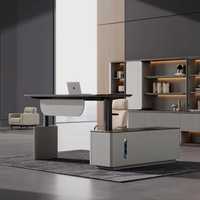 Bureau de direction électrique moderne de luxe réglable en hauteur avec tiroir de rangement – Mobilier de bureau pour dirigeants