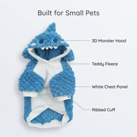 Hoodie 3D Requin pour Animaux de Compagnie, Certifié OEKO BSCI, Logo Personnalisé, en Polaire Corail Doux, Vêtements d'Hiver pour Chats et Chiens avec Anneau en D et Crochet de Traction