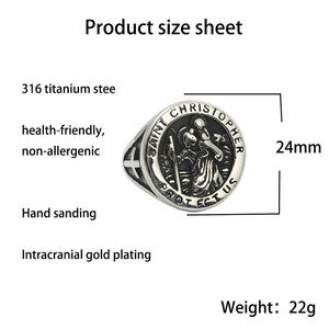 yunnique Saint Christopher <b>Ring</b> Men's <b>Silver</b> Tone Cross Design Protective Religious Jewelry Gift - Product Image 5