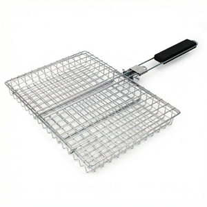 Cestello per <span class=keywords><strong>Barbecue</strong></span> Pieghevole Portatile <span class=keywords><strong>in</strong></span> <span class=keywords><strong>Acciaio</strong></span> <span class=keywords><strong>Inox</strong></span> con Manico <span class=keywords><strong>in</strong></span> Legno, Utensili per BBQ per Campeggio, Pesce, Carne, <span class=keywords><strong>Barbecue</strong></span> all'Aperto - Product Image 2
