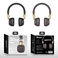 Audífonos Inalámbricos Bluetooth 5.0 con Almohadillas de Cuero Estilo Retro, Reducción de Ruido y Bajos Profundos