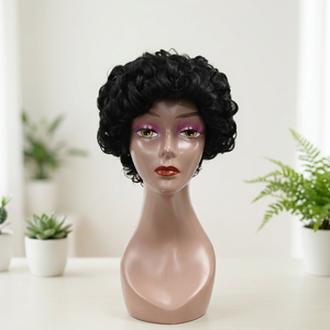 วิกผมสั้น FH Wholesale ผมแท้ 100% แบบเวอร์จิ้นเรมี่ สีดำ ไม่ต้องใช้กาว ไม่มีเชือกผูก ทรงพิกซี่ บ๊อบหยิกเด้ง พร้อมหน้าม้า - Product Image 5