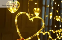 Personnalisable Romantique LED En Forme De Coeur Étoile Rideau Lumineux Guirlande Lumineuse-Étanche Intérieur Extérieur Mariage Maison Chambre Décor