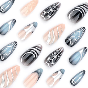 Vente en gros de 24 pièces d'<span class=keywords><strong>ongles</strong></span> artificiels en ABS, carrés, français, amande, 3D, fabriqués à la <span class=keywords><strong>machine</strong></span>, réutilisables, kit d'<span class=keywords><strong>ongles</strong></span> artificiels à presser personnalisés - Product Image 3