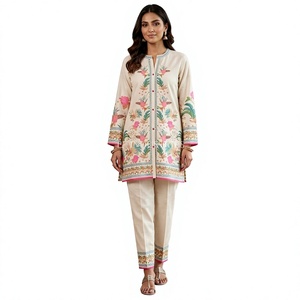 Women's Indian Ethnic Digital Print Cotton Salwar Kameez Set Beige Regular Fit Formal Style Graduation <b>Wedding</b> Casual Moisture - Product Image 3