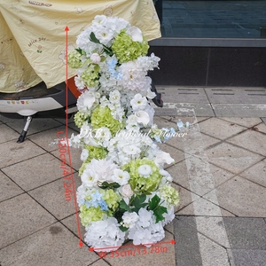 DKB Artificial Flowers High End Handmade Silk Flower White Green Flower <b>Runner</b> for Wedding Mother's Day & Birthday Party Decor - Product Image 2