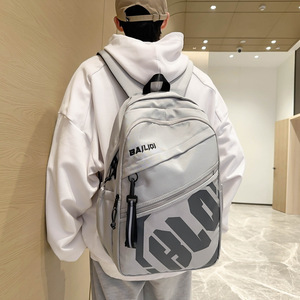 <b>Backpack</b> For Students 18 In Light Gray Letter Pattern Durable Unisex <b>School</b> Use - Product Image 2