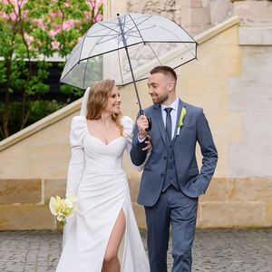 Small Moq China Factory Wholesale Custom Promo <b>Windproof</b> Logo Clear Bubble Transparent Women's Rain <b>Umbrella</b> - Product Image 1