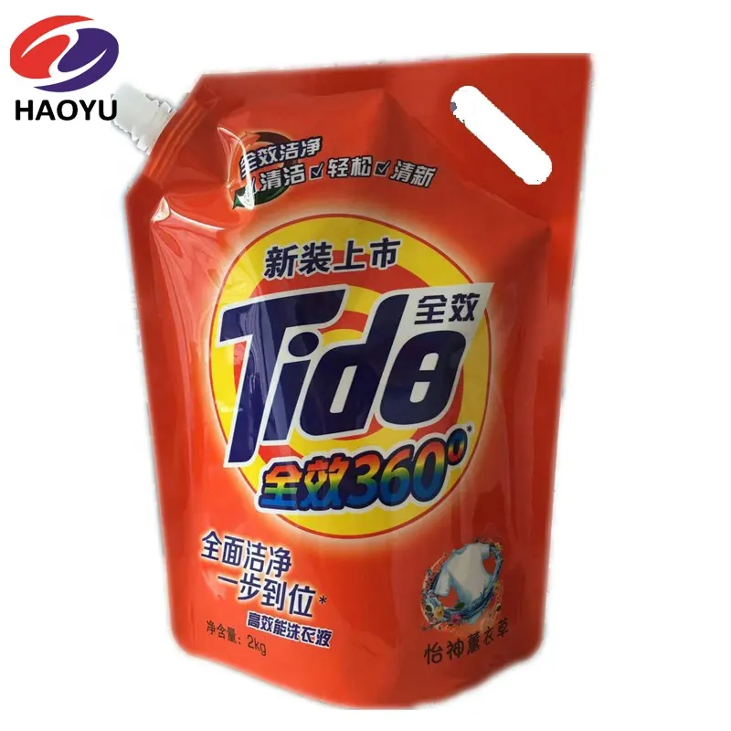 stand up detergent packaging spout plastic wash fluid liquid soap bag/laundry