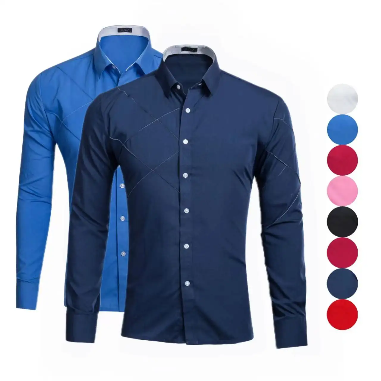 Großhandel Shirts Langarm Männer Business Button Down Dress Shirts Einfarbig