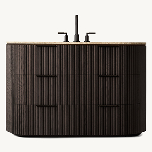 Elegante <span class=keywords><strong>Mobile</strong></span> <span class=keywords><strong>Bagno</strong></span> Moderno in Rovere Americano, Personalizzabile, con 6 Cassetti, Tavolo da Toeletta di Lusso con Piano in Marmo, Consolle in Legno di Alta Qualità - Product Image 6