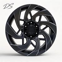 Llantas de aleación de aluminio Flow Form 6x139.7 ET0 al por mayor, rines todoterreno de 17 pulgadas con ventana de fresado negro para camiones 4x4