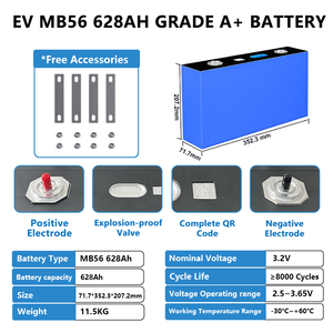 SOEC Lifepo4 MB56 Lifepo4 628Ah 1175Ah Amp Lifepo4 pil 560Ah 587Ah 660AH 1175Ah <span class=keywords><strong>3</strong></span>.2V Ev Mb56 628AH lityum pil hücresi - Product Image 2