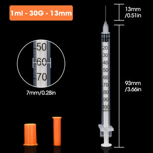 <span class=keywords><strong>Jeringa</strong></span> Hipodérmica Desechable <span class=keywords><strong>de</strong></span> Seguridad para <span class=keywords><strong>Insulina</strong></span> Animal, <span class=keywords><strong>100</strong></span> UI, Estéril, 1 ml / 0.5 ml, con Aguja Fija 29/30G - Product Image 2