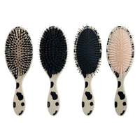Brosse démêlante à poils de sanglier imprimée 3D motif léopard pour extensions de cheveux et perruques, personnalisable avec logo