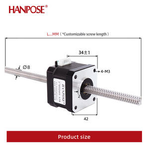HANPOSE Nema17 สเต็ปเปอร์มอเตอร์แรงบิดสูงความแม่นยำสูง 28N CM 1.3A 42HA34/40/48/60-T8*<span class=keywords><strong>2</strong></span>/4/8 50-500 มม. มอเตอร์แบบสกรูทะลุแกน - Product Image 4