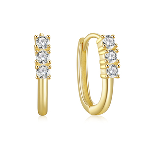 Pendientes de Aro Personalizados CANNER en Plata de Ley S925 con Microcirconitas en Forma de U, Chapados en Rodio de 14k y 18k, Joyería Moderna y Personalizada - Product Image 2