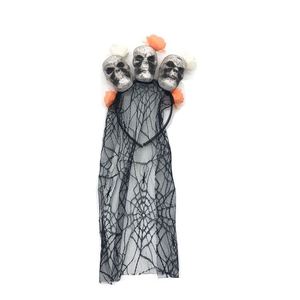 Diadema de esqueleto blanco con velo negro para disfraz de fiesta, baile de máscaras, accesorio fotográfico, Feliz Halloween - Product Image 4