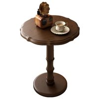 Table d'appoint ronde en bois massif de style français du milieu du siècle NKAHS, mini table d'angle pour canapé, chevet, balcon, petite table basse rétro