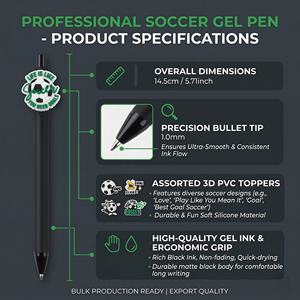 Bolígrafos de Gel con Diseño de Balón de Fútbol, Recuerdos para Fanáticos de México, Regalos Promocionales para Torneos Globales de Fútbol, Artículos de Papelería al por Mayor B2B - Product Image 3