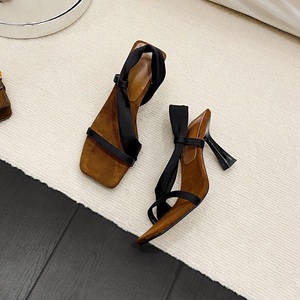 Summer Fashion Simple Classic Women Suede Open Toe Sandals Square Heels Outdoor Shoes - Product Image 6
