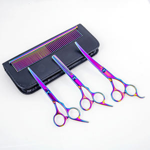 Juego de Tijeras Profesionales para Mascotas de Acero Inoxidable NHC006 SUS440J2, Tijeras de Entresacar Curvas, Kit de Tijeras para Peluquería Canina, Fácil de Usar, Duradero - Product Image 2