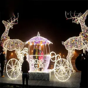 크리스마스 장식 야외 거대한 크리스마스 순록 Led 빛 사슴 카트 크리스마스 모티프 빛