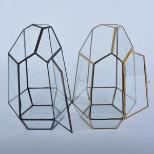 Maceta moderna para decoración interior del hogar, poligonal geométrico Terrario de vidrio, contenedor de latón para helecho suculento, planta de aire de Metal - Product Image 3