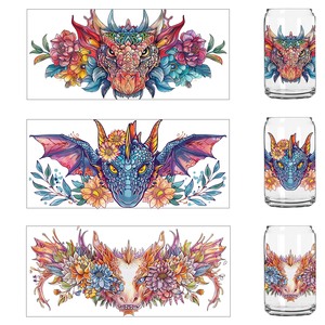Calcomanías Personalizadas para Vasos <span class=keywords><strong>de</strong></span> 16 oz con Diseño <span class=keywords><strong>de</strong></span> Dragón, Adhesivos UV DTF, Envolturas para Vasos con Transferencias UV DTF - Product Image 1