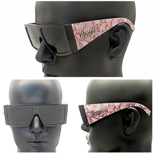 Vintros Old School Chicano Lunettes de soleil carrées surdimensionnées Rétro Hardcore Gangsta Hip Hop Street Style UV400 Cadre épais Matériel PC - Product Image 6