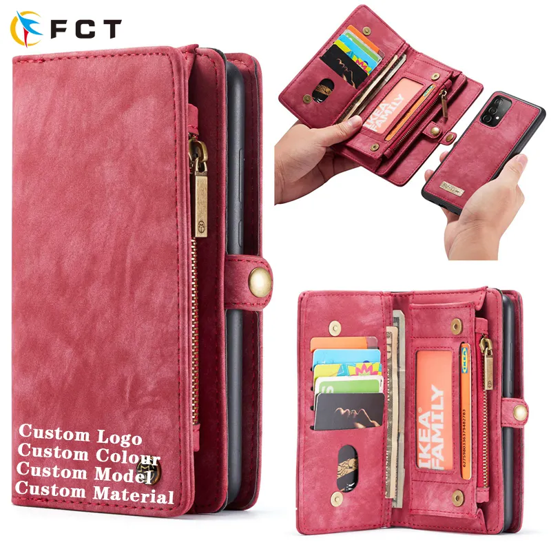 A Durable PU Leather Zipper Pouch Flip Magnetic Detachable Cover for Samsung s21 Wallet Case with 15 Card Holder for Women/Men