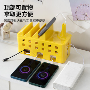 Office Organizer Cable Management Box Rectangle White Large Capacity Standing Type PP Plastic Power Strip Storage Desktop - Product Image 3
