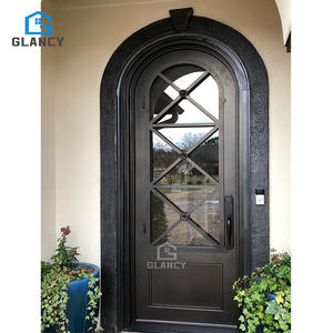 Prix bon marché Portes de sécurité modernes en fer forgé de haute qualité Portes d'entrée extérieures doubles Porte d'entrée - Product Image 4