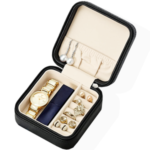 Caja de regalo de cuero sintético para joyería, organizador de joyas, anillo, pendiente, collar, espejo, pequeño y único - Product Image 4