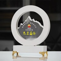 Trophée personnalisé en marbre et cristal avec logo gravé au laser pour cérémonie de remise de prix d'entreprise, souvenir, cadeau