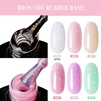Nouvel arrivage Base en caoutchouc brocart Gel paillettes Base réfléchissante Gel ongles Private Label Paillettes Base en caoutchouc