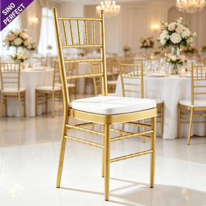Venta caliente cojín blanco respaldo alto Silla de acero inoxidable hogar comedor Roomwood sillas de boda muebles para fiesta - Product Image 1