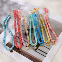 Collier Pendentif Zircon Rond Perles Plates Couleurs Mixtes en Pierre Naturelle Tendance pour Femme Bijoux en Gros