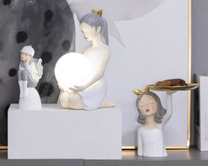 현대 저장 귀여운 수지 공예 장식품 사탕 주최자 트레이 책상 가정 장식 소녀 동상 - Product Image 3