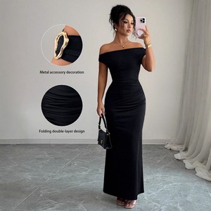 Nouvelle Robe Longue Élégante et Sexy Asymétrique (Épaule Dénudée) pour <span class=keywords><strong>Soirée</strong></span>, Collection Automne-Hiver 2025 – Vêtements <span class=keywords><strong>Femme</strong></span> - Product Image 5