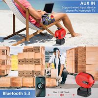 Speaker Portabel Kompatibel untuk 5.3, RGB LED, AUX, TF, USB Input, IPX4 Tahan Air, Output 8W, Cocok untuk Kerja Lapangan, Berkemah, Untuk Baterai 18V MWQ