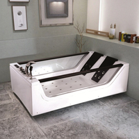 Baignoire autoportante rectangulaire moderne en acrylique blanc, écologique, avec fonction de massage à air et de bain à remous pour salle de bain d'appartement