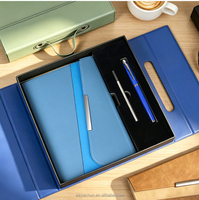 Ensemble cadeau de carnet de notes d'affaires personnalisé de luxe avec logo, carnet à trois volets en cuir PU avec stylo, boîte cadeau de papeterie de bureau