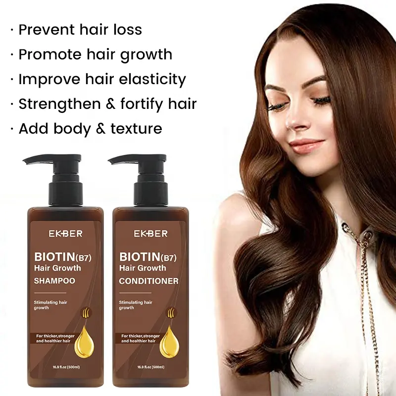2022 Wholesale Hot Sale Ekber Best Natural Biotin Repairing Damaged Hair Growth Shampoo Conditioner Hair Care Treatment Wholesale