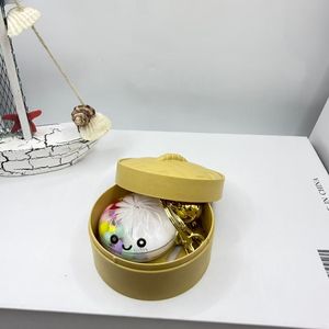 Cute Smile Face Stress Relief <b>Fidget</b> Toy Hot Selling Acrylic Materials Steamer Bun <b>Keychains</b> With Flowing Sand Design for Gifts - Product Image 5